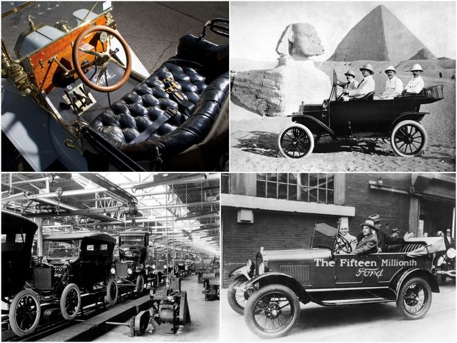 В 1914 году в Северной Америке работали более 7000 дилеров Ford, которых снабжали не только готовыми машинами, но и запчастями. В то время такой сервис был похож просто на сказку, поэтому неудивительно, что в 1927 году, когда пришло время снимать модель «T» с производства, с конвейера сошел пятнадцатимиллионный автомобиль этой серии. К тому моменту население США достигло 119 миллионов человек. Получается, что практически каждый восьмой американец тогда сидел за рулем Ford. В 1932 году на долю «Форда» приходилось около трети мирового производства машин. Ковейер Форда и пятнадцатимиллионный Ford T.